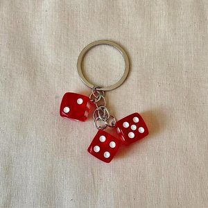 y2k 2000s red dice keyring for keychain